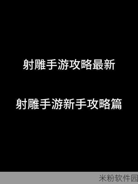 射雕手游新手进阶全攻略，从入门到精通